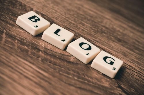 Tiles of the game Scrabble forming the word blog
